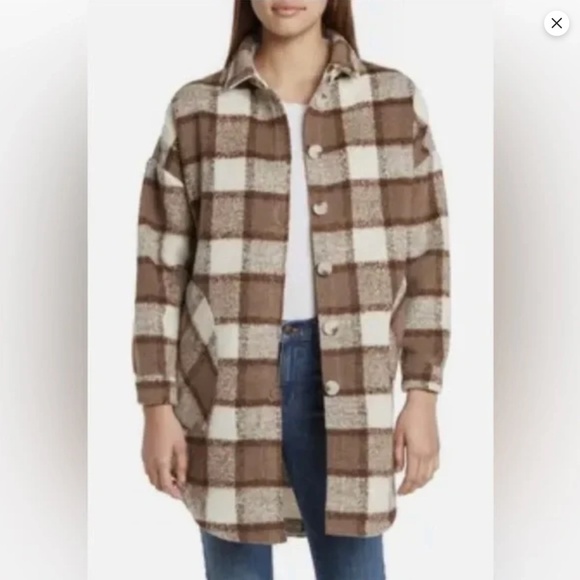 RDI Jackets & Blazers - RDI Notch Collar Plaid Tail Hem Shirt Jacket – NWT